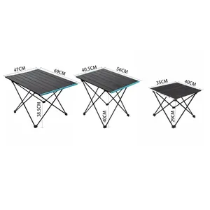 Tuinmeubilair Draagbare Lichtgewicht Aluminium Frame Camping Mini Opvouwbare Zwarte Tafel Voor Picknick Wandelen