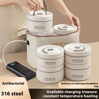 Boîte à lunch isotherme extra longue en acier inoxydable 304, chauffage électrique 24 heures, thermos pour repas des employés de bureau, aliments chauffables en hiver