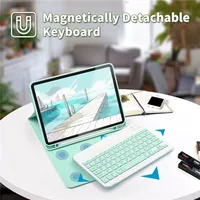 Casing Keyboard Nirkabel Magnetik Lepas Pasang dengan Fitur Auto Sleep/Wake, Tempat Pensil USB, dan Penyangga untuk iPad 10.2 Inch