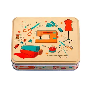 Hot sale professional cheap hard tin assorted household sewing kit set box