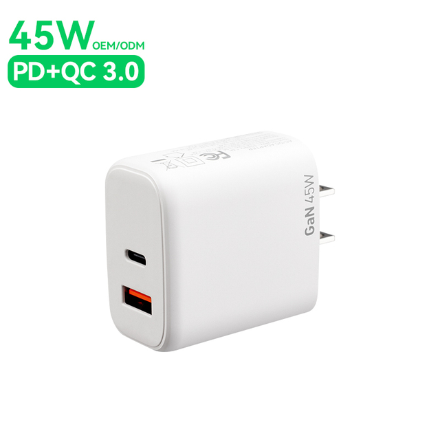 OEM/ODM 2-Port 45W PD GaN Type-C Charger with OTP Protection for Laptop for for for OnePlus for Cellphones