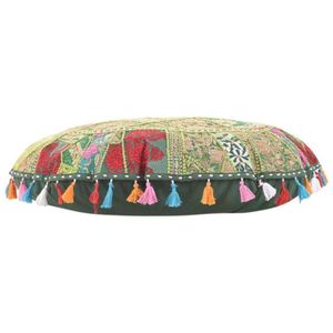 Cojín de Piso de Algodón de Estilo Bohemio de Inspiración Vintage, Diseño de Patchwork, Ecológico, Lavable, con Patrón Festivo - Product Image 2