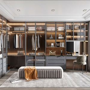 Armario de Vidrio Moderno de Lujo, Mueble de Vestidor, Armario Empotrado en la Pared, Armario Colgante, Organizador de Armario con Puerta Corredera - Product Image 6