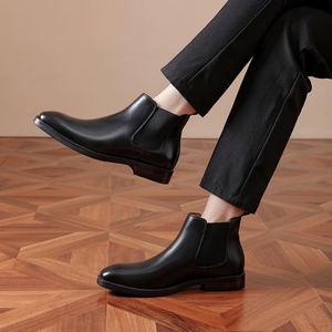 Bottines Chelsea d'hiver pour hommes, chaussures en cuir véritable pour hommes - Product Image 2