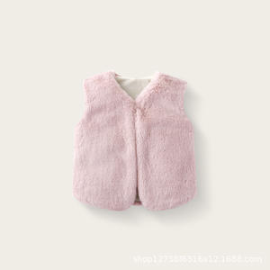 Gilet en fausse fourrure style coréen pour filles, <span class=keywords><strong>veste</strong></span> longue chaude à simple boutonnage pour enfants, pour l'automne/hiver, vente en gros - Product Image 2