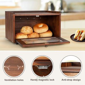 Caja de Pan Rectangular de Bambú, Moderna y Rústica, Resistente al Agua, Ecológica, de Gran Capacidad, Apilable, para Mantener la Frescura de los Alimentos - Product Image 6