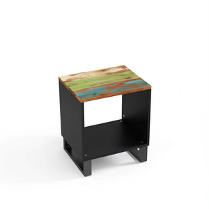 Multicolor Reclaimed Wood <b>Coffee</b> <b>Table</b> Engineered Metal Frame <b>Rustic</b> Modern Living Room Furniture - Product Image 1