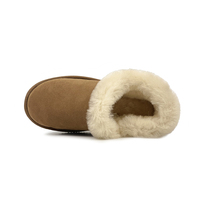 Chaussures d'hiver pour femmes, pantoufles d'intérieur avec fourrure, bottes en daim chaudes et confortables pour l'intérieur