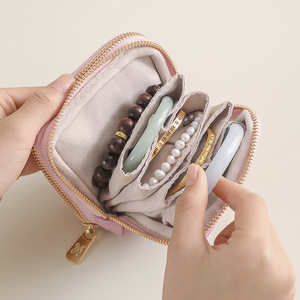 Japanese Korean Style Women Jewelry Bag 11x11x4cm Soft Flannel Clutch Storage For Bracelet Gift Use - Product Image 4