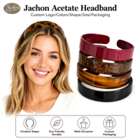 Serre-têtes Jachon personnalisés avec logo, en acétate de luxe léger, à bord large, imprimé léopard, élégants pour femmes, accessoires de maquillage et de coiffure