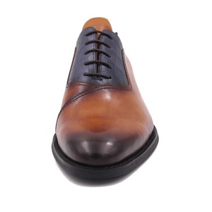 Chaussures en cuir lavé à la main pour hommes, marque de luxe italienne, personnalisables OEM/ODM, couleur TAN BLUE, pour occasions formelles, bureau, mariages et soirées légères - Product Image 3
