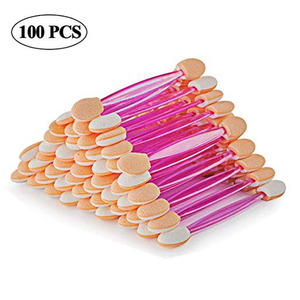Dùng Một Lần Hai Mặt Eyeshadow Bàn Chải Miếng Bọt Biển nghiêng Hình Bầu Dục Bóng Mắt Trang Điểm Applicator, 100 Miếng (Màu Hồng) - Product Image 2