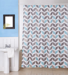 Cortina de ducha con 12 ganchos, visillo de ducha lavable, impermeable, Floral, hoja natural botánica - Product Image 6