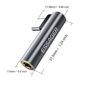 ESSAGER ES-OTG27 L Forme Angle de Courbure <span class=keywords><strong>Usb</strong></span> C Audio <span class=keywords><strong>Jack</strong></span> Aux Casque Otg <span class=keywords><strong>Adaptateur</strong></span> Mâle Type C à 3.5mm Audio <span class=keywords><strong>Adaptateur</strong></span> Convertisseur - Product Image 6