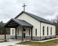 Bâtiment de cérémonie religieuse modulaire préfabriqué en structure métallique, résistant au vent et à faible entretien
