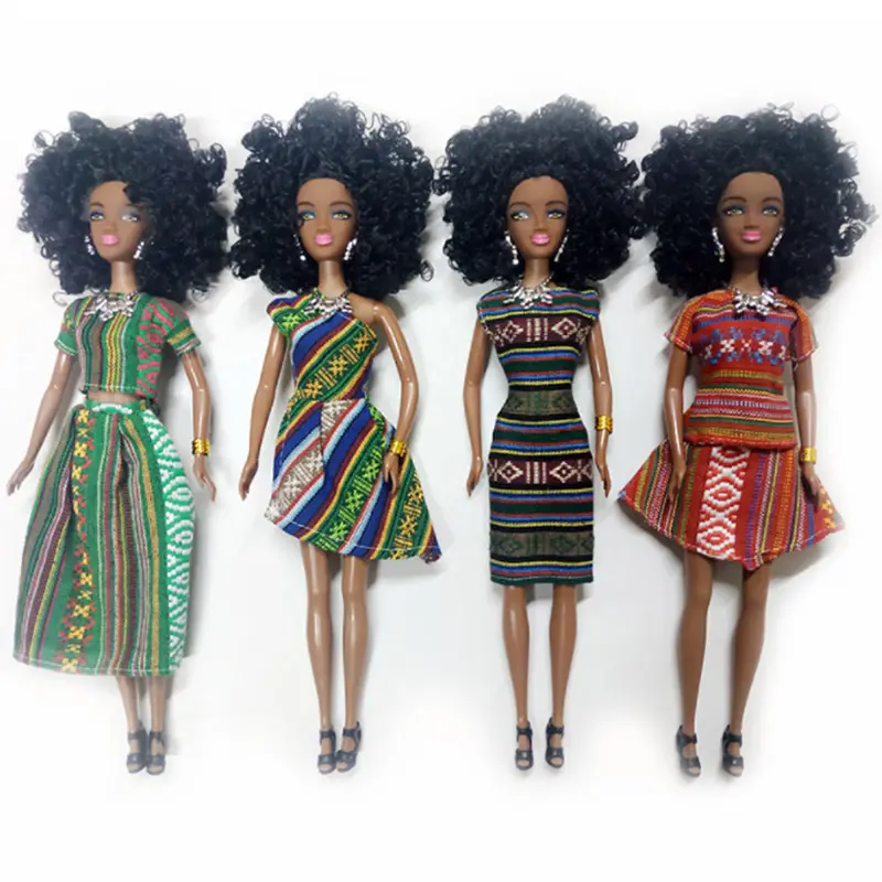 12.5 Inch Vinyl Plastic Doll African American Girl Doll Toy Black Dolls For Girls