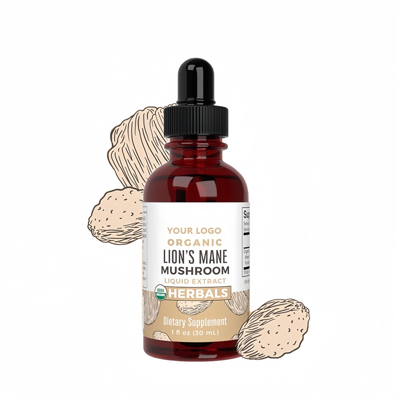OEM/ODM Organic Lions Mane Mushroom Extract Nervine Herbal Liquid Drops Non-GMO Vegan Tincture Supplement for Immune
