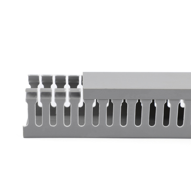 25*25 PVC Channel Cord Track Server Rack Cable Management Grey Cable Duct Cable Raceway Open Slot Wire Industrial Wire Duct