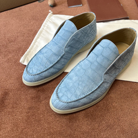 Mocassins montants pour hommes en cuir gaufré crocodile, à enfiler, semelle souple, style Old Money décontracté, chaussures de luxe italiennes originales