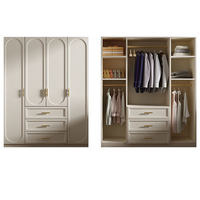 Armario Moderno Francés Blanco con 4-6 Puertas y Tocador, Elegante Conjunto de Armario para Dormitorio Principal