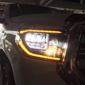 带顺序指示器的丰田 Tundra 2014-up YZ 黑色外壳转向灯全 LED 头灯