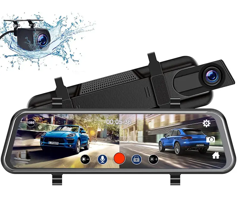 H01 24H Dash kamera 10 inç araba dvr'ı arka kamera Full HD 1080P sürücü Video kaydedici otomatik dikiz çift Dashcam siyah kutu