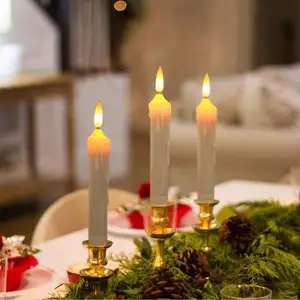 新款3D火焰头桌面蜡烛灯圣诞餐厅婚礼装饰发光二极管锥形蜡烛灯