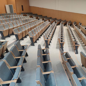 Chaises d'auditorium pour exposition nationale, pieds en Z, plateau en bois avec accoudoirs, pour salle de conférence et de cours - Product Image 1