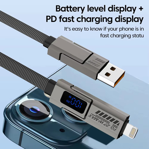 สาย USB Type C 4 in 1 45W พร้อมสายชาร์จเร็ว Gan 45W สำหรับ <span class=keywords><strong>iPhone</strong></span> <span class=keywords><strong>14</strong></span> 13 <span class=keywords><strong>PRO</strong></span> <span class=keywords><strong>MAX</strong></span> Xiaomi Samsung Phone usbc - Product Image 5