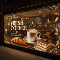 Écran LED transparent sur mesure pour la publicité sur les vitrines des cafés
