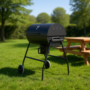 เตาบาร์บีคิวถังเหล็กเคลือบโครเมียมแบบมีล้อ พร้อมอุปกรณ์ป้องกันเปลวไฟ รุ่น D0100HAW5EG - Product Image 2