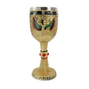 Meilleure vente couleur or Graal cave à vin décoration résine matériel déesse égyptienne conception gobelet luxe tasse en acier inoxydable