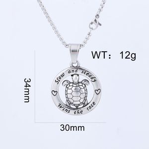 Collar De Pareja De Acero Inoxidable Stainless Steel Small Turtle Pendant Necklace for Couple Men Women Inspirational Letter - Product Image 5
