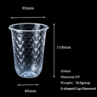 Gobelets en plastique PP transparents en forme de U personnalisés à paroi simple, contenants haut de gamme pour thé Boba, boissons au lait et boissons froides