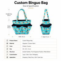 Tas Bingo Dauber Custom Pug Print Lucu dengan Banyak Kantong, Organizer Perlengkapan Bingo, Tas Jinjing Bingo, Tas Permainan Bingo
