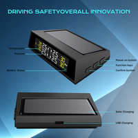 Système de surveillance de la pression des pneus solaire TPMS sans fil avec 4 capteurs internes de pneu Affichage LCD numérique Alarme de sécurité automatique TPMS