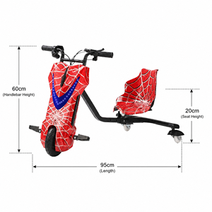 Voiture électrique de drift DomeRide V6.5 36V pour enfants de 6 à 8 ans, trois roues, double bascule, affichage numérique, éclairage, charge 100 kg, moderne, pour l'extérieur - Product Image 6