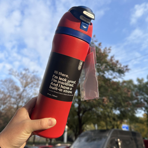 Thermos personnalisé sur mesure de 24 oz, à double paroi, en acier inoxydable, nouveau logo rouge et bleu - Product Image 1