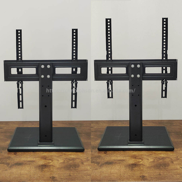 NBJOHSON Heavy Duty Base TV Stand Mount Glass Height Universal Swivel Tabletop TV Stand Adjustable