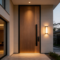 Desain Pintu Masuk Villa Eksterior Kayu Solid Ukiran 3D Modern, Pintu Besar Kustom Kelas Atas untuk Rumah, Pintu Depan Kayu