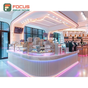 Mostrador de Servicio de Café Contemporáneo con Estante para Condimentos y Panel Blanco para Caja Registradora - Product Image 2