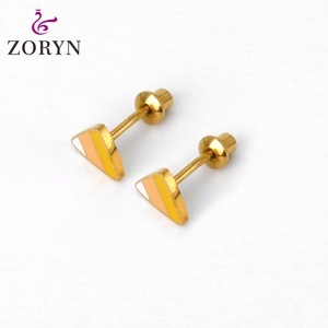 316L Stainless Steel PVD 18K Gold Plated Screw <b>Back</b> Stud <b>Earrings</b> Mini Pineapple Textured Hypoallergenic Durable for Women - Product Image 4