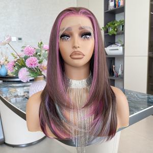 Peluca Sintética con Encaje 13x4 Más Vendida en 2026, Marrón con Mechas de Colores, Resistente al Calor, Todos los Colores Disponibles, Pelucas para Mujer - Product Image 5