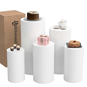 5 unids/set boda moderna redonda de hierro blanco pedestal cilindro Pedestal soporte para pastel - Product Image 3