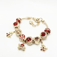 Bracelet en or plaqué or, chaîne réglable avec pendentif cœur et fleur, bijoux légers et luxueux
