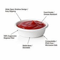 Bol en bagasse blanc personnalisé avec logo, petit, jetable, écologique, biodégradable, en vrac, pour sauces et snacks