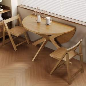 Solid Wood <b>Round</b> <b>Folding</b> Dining <b>Table</b> 25mm Thickness For Home Dining Room - Product Image 4