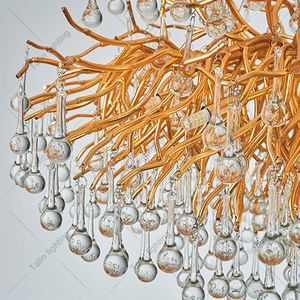 Candelabro Moderno de Lujo LED de Cristal Dorado para Comedor Sala de Estar Hotel Lámpara Colgante de Techo Accesorio de Arte Decorativo para el Hogar - Product Image 2