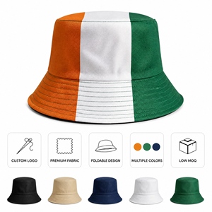 Chapeau Bob Unisexe Drapeau Irlandais pour l'Été, la Plage, les Voyages, la Pêche – Orange, Blanc, Vert avec Broderie en Tissu - Product Image 2