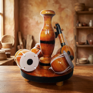 Support décoratif pour instruments de musique en bois, forme ronde, artisanat folklorique fait main, décoration d'intérieur - Product Image 3
